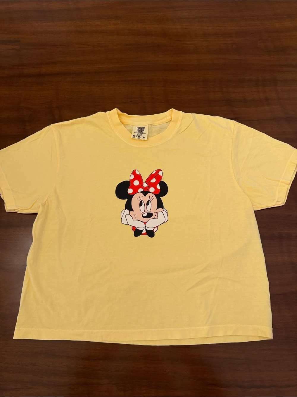 Disney Yellow Minnie Mouse Tee with Red Bow